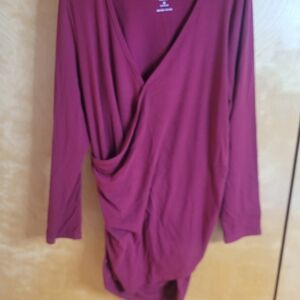 Torrid Burgundy Drape Long Sleeve Blouse